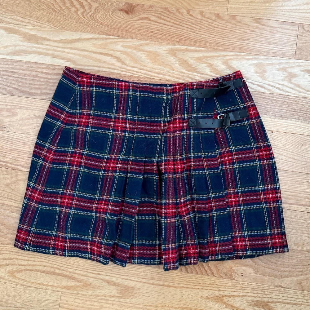 Plaid Wool Mini Skirt - size 10 - Picture 1 of 5